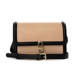 Jules Kae Beige Black Lizard Embossed Crossbody Bag Gold Turn Lock New